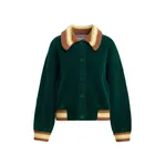 Dark green cardigan with brown