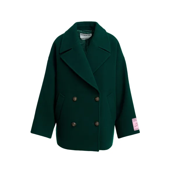 Dark green double-breasted wool coat