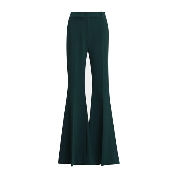 Dark green trumpet-shaped tailored pants