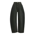 Dark grey barrel-leg cropped jeans