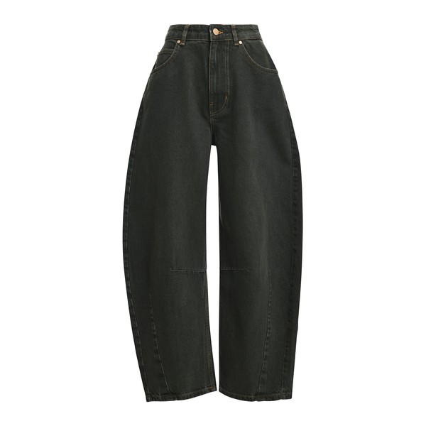 Dark grey barrel-leg cropped jeans