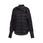 Grey and black checked oversized shirt with detachable scarf