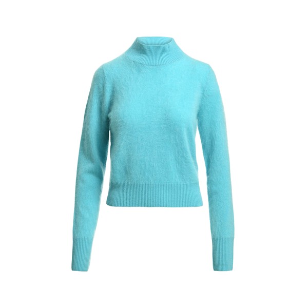 Light blue cashmere sweater with stand-up collar