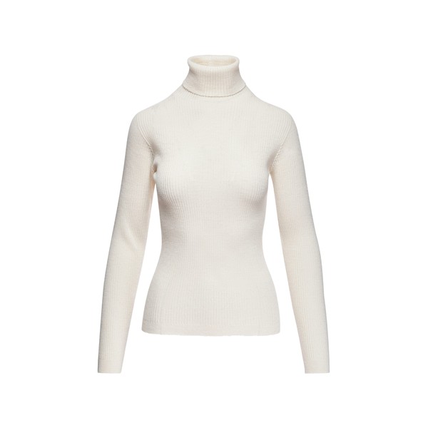 Off-white ribbed wool-blend turtleneck sweater