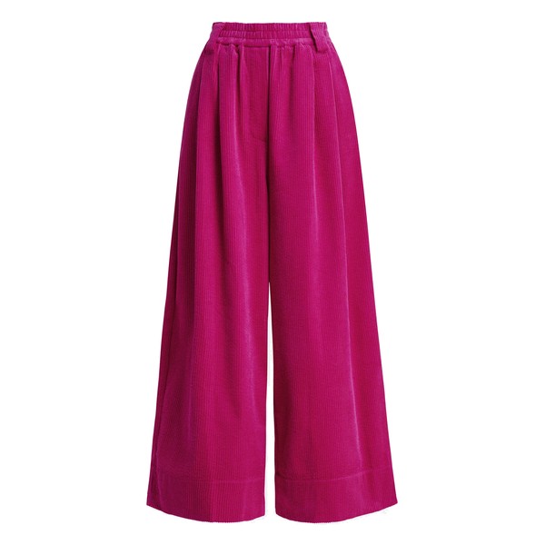 Pink corduroy wide-leg pants