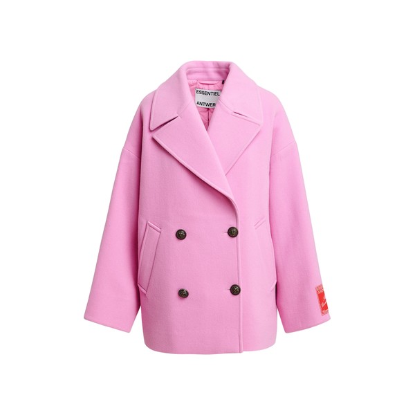 Pink double-breasted wool coat