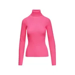 Pink ribbed wool-blend turtleneck sweater