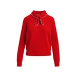 Essentiel Antwerp Red wool-cashmere sweater with pearl-embellished bow collar Red wool-cashmere sweater with pearl-embellished bow collar