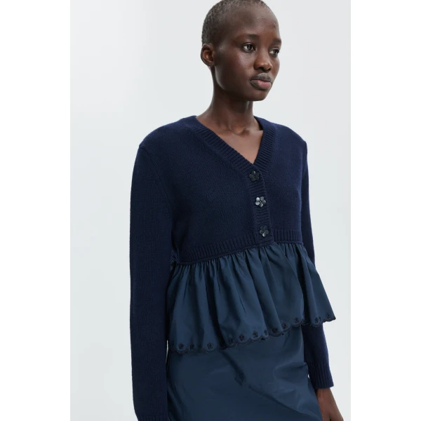 blue cardigan
