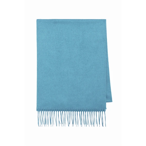 Blaine Fringe Scarf in Light Blue Brushed Silk Cashmere