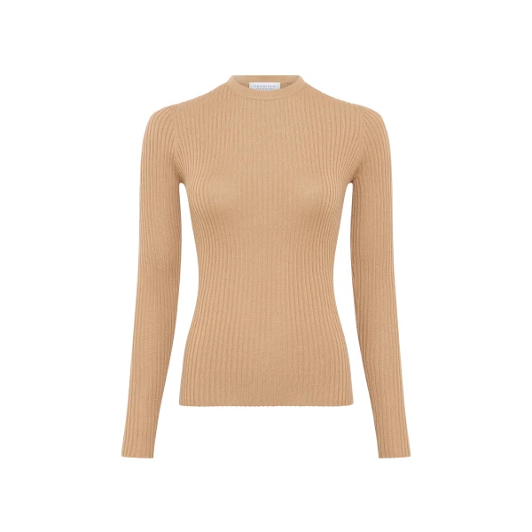 Browning Knit Sweater in Camel Cashmere Silk