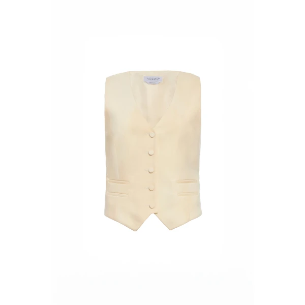Coleridge Vest in Ivory Virgin Wool