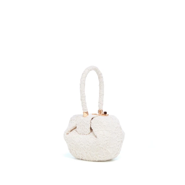 Demi Bag in Ivory Nappa Leather with Cashmere Lace