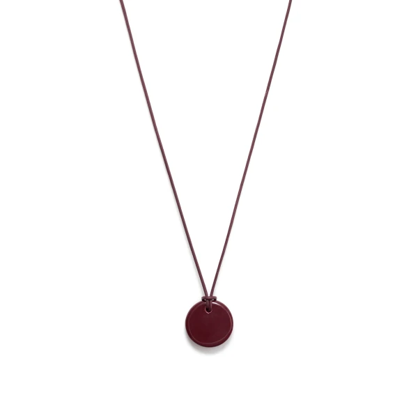 Disk Necklace in Bordeaux Ceramic