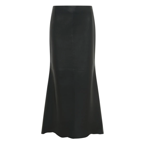 Edwardo Raw Cut Skirt in Black Soft Leather