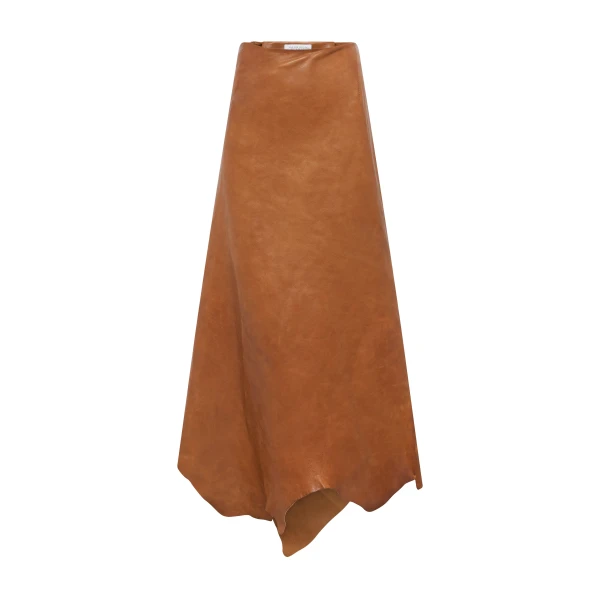 Edwardo Raw Cut Skirt in Cognac Vachetta Leather