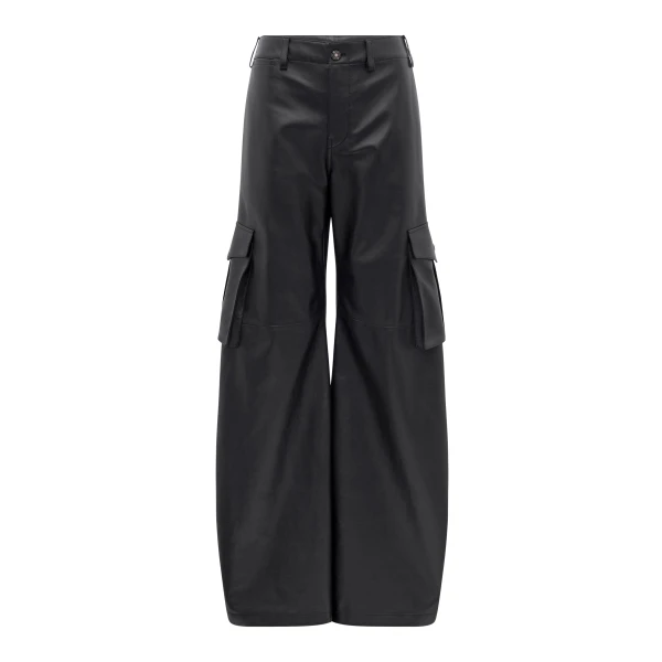Eos Barrel-leg Cargo Pant in Black Soft Leather