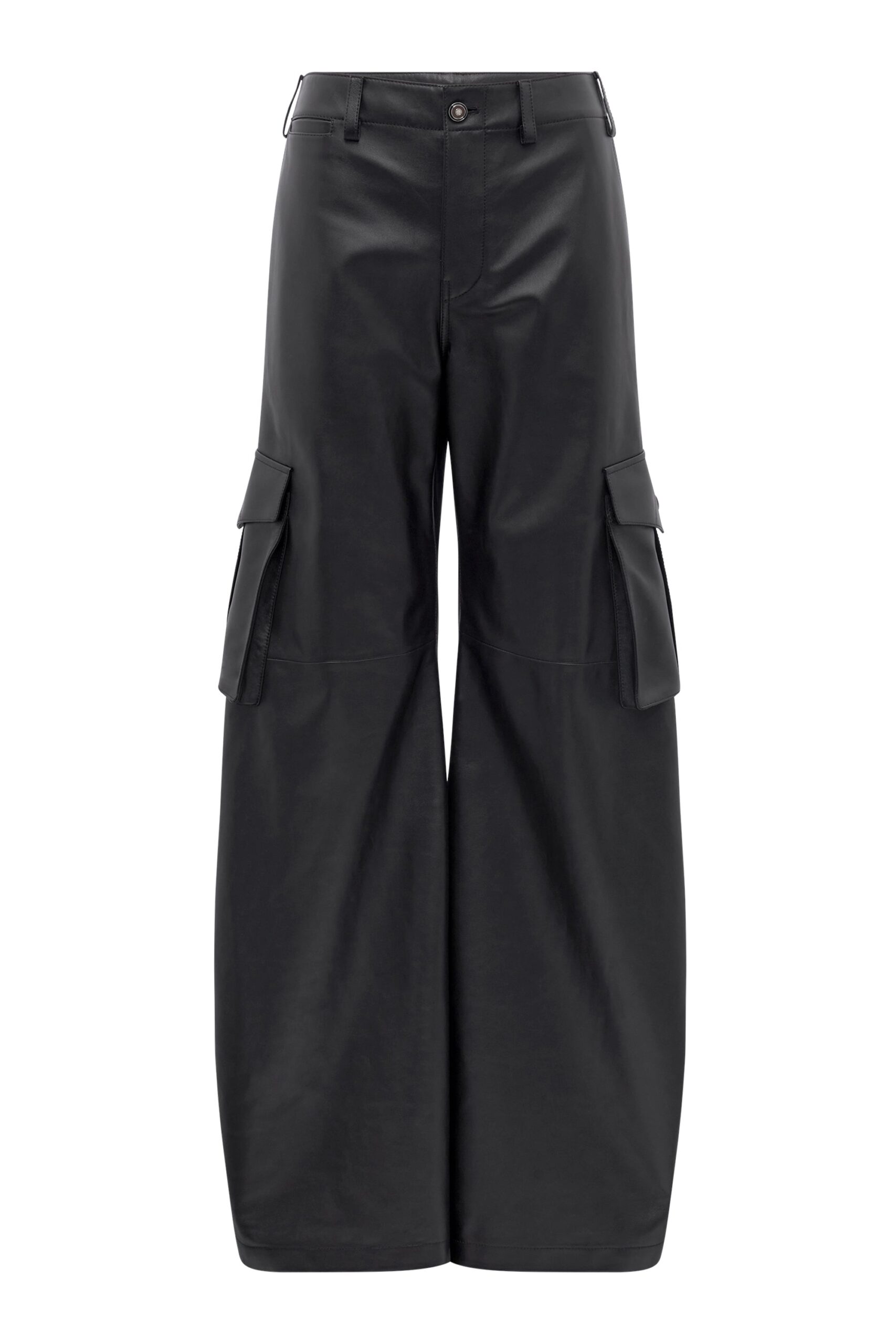 Gabriela Hearst Eos Barrel-leg Cargo Pant in Black Soft Leather gabriela hearst pant