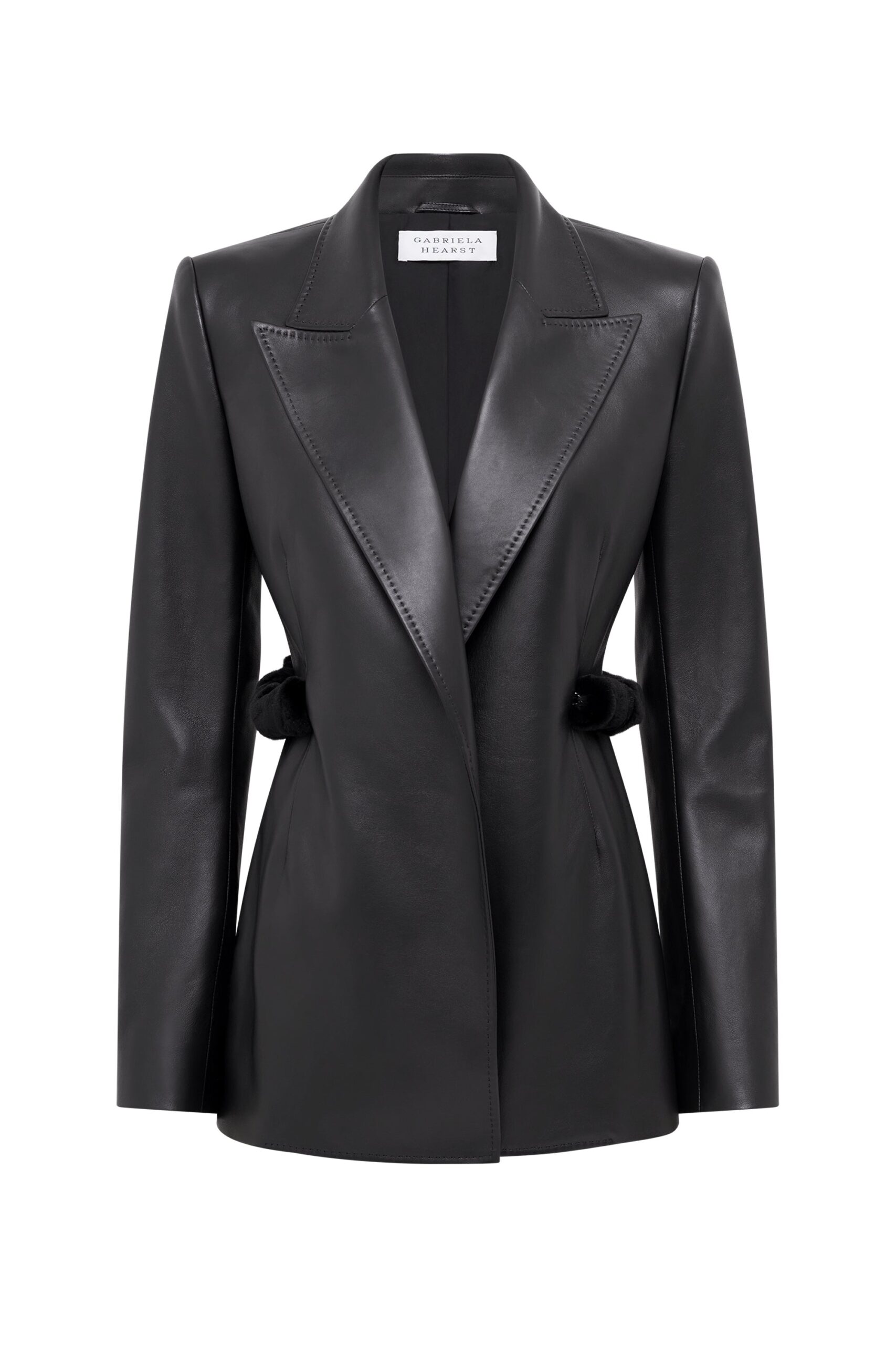 Gabriela Hearst Epona Chain Blazer in Black Soft Leather with Recycled Mink Fur gabriela hearst blazer