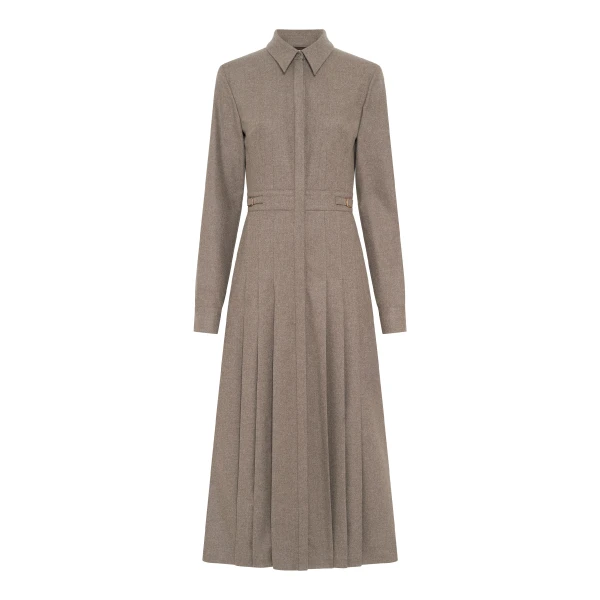 Ethel Shirtdress in Walnut Wool Cashmere Flannel