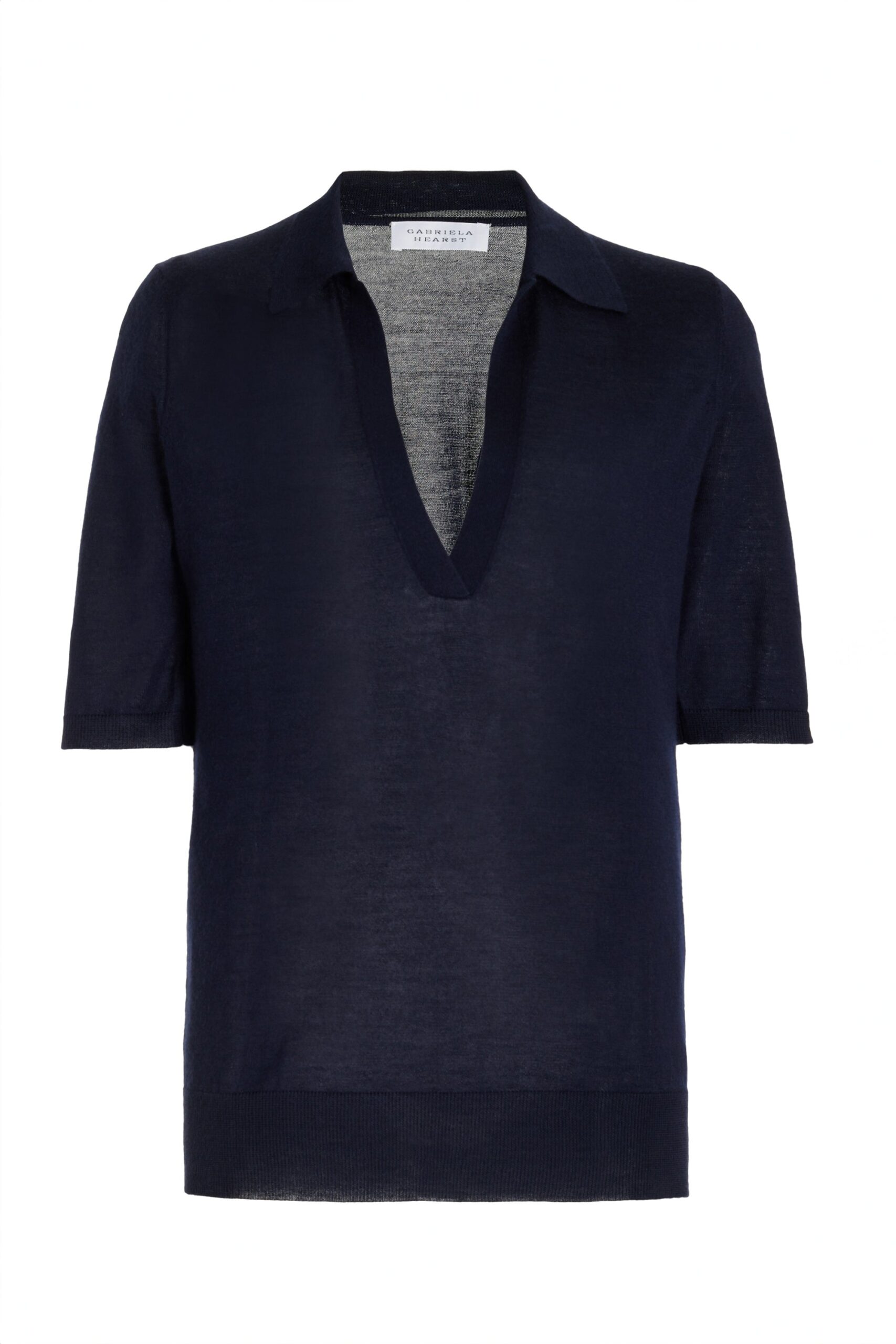 Gabriela Hearst Frank Knit Polo in Dark Navy Silk Cashmere gabriela hearst knit
