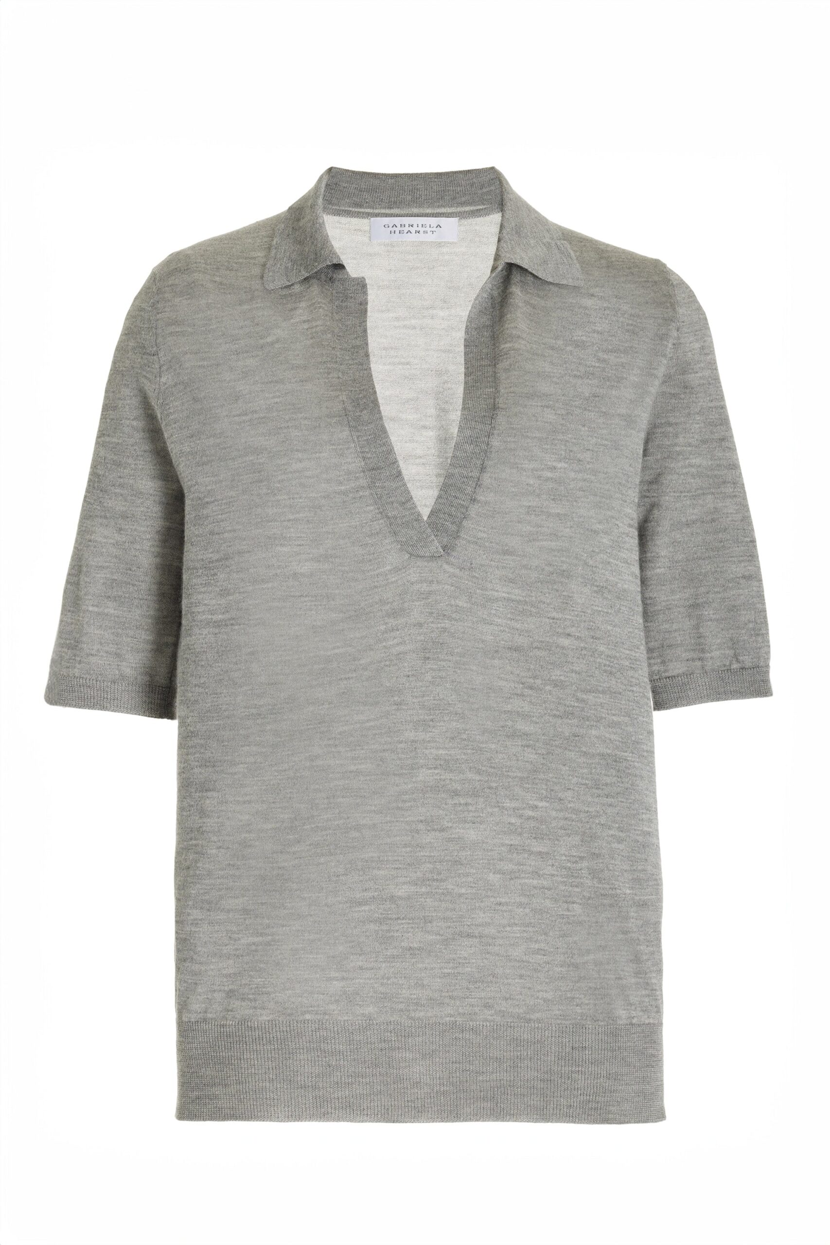 Gabriela Hearst Frank Knit Polo in Heather Grey Silk Cashmere gabriela hearst knit
