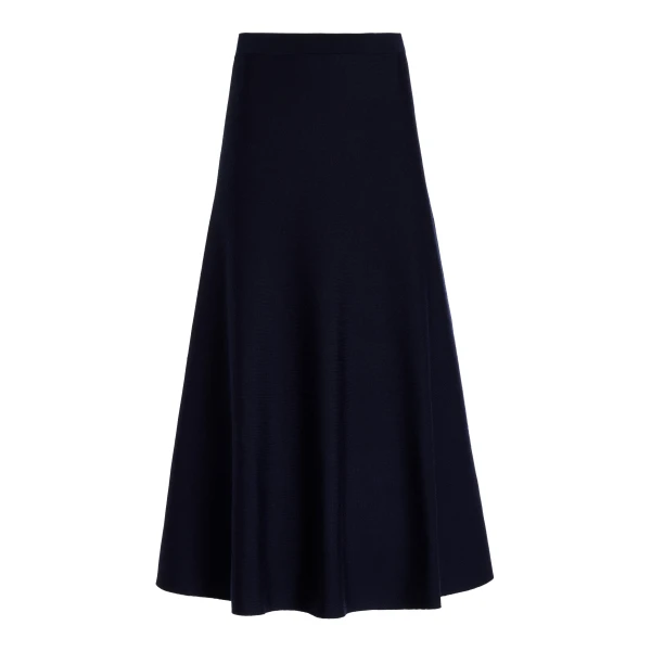 Freddie Knit Midi Skirt in Dark Navy Merino Wool Cashmere