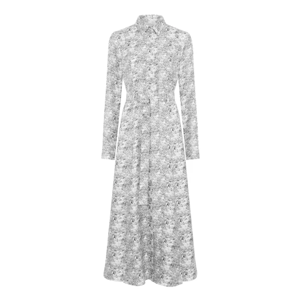 Galway Shirtdress in Ivory Multi Printed Silk Twill