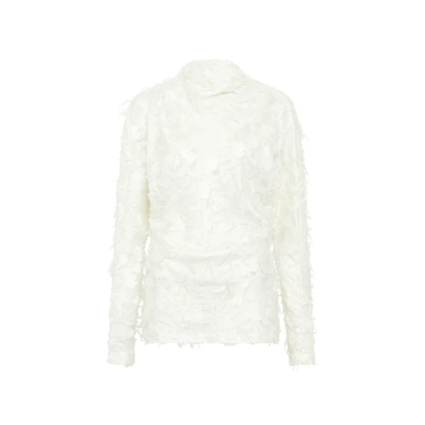 Geraldine Top in Ivory Silk Wool Fil Coupé