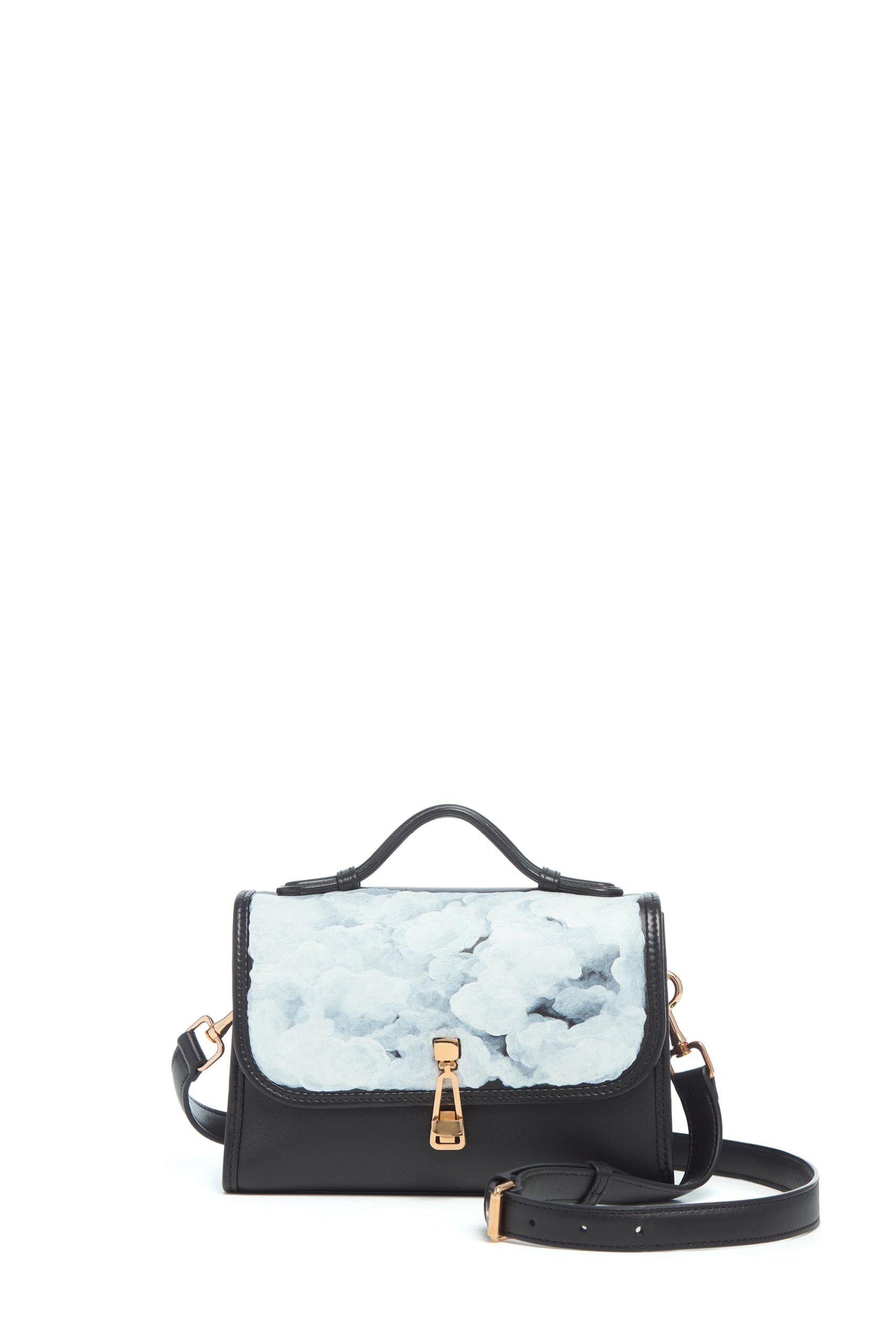 Gabriela Hearst Hand Painted Small Leonora Flap Bag in Black & White Leather gabriela hearst bag