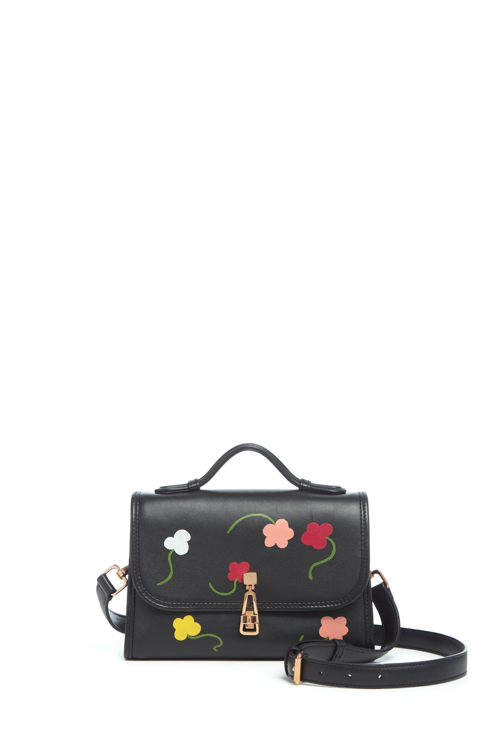 Gabriela Hearst Hand Painted Small Leonora Flap Bag in Floral Multi Leather gabriela hearst bag