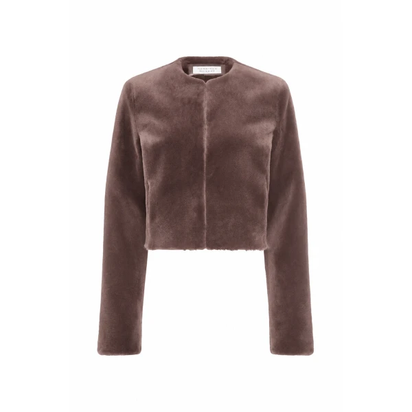 Hermera Raw Cut Jacket in Mocha Shearling
