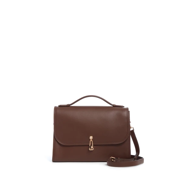Large Leonora Flap Bag in Chocolate Leather