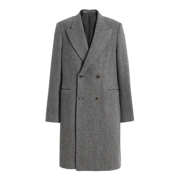 Mcaffrey Coat in Charcoal Multi Cashmere Wool Herringbone