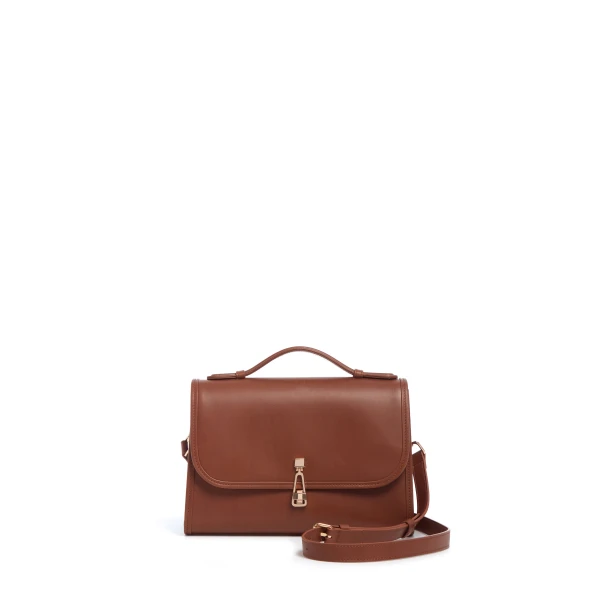 Medium Leonora Flap Bag in Cognac Leather
