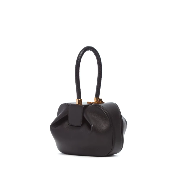 Nina Bag in Black Nappa Leather with Snakeskin Handle