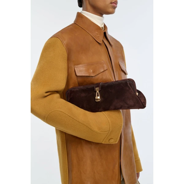 gabriela hearst clutch beige