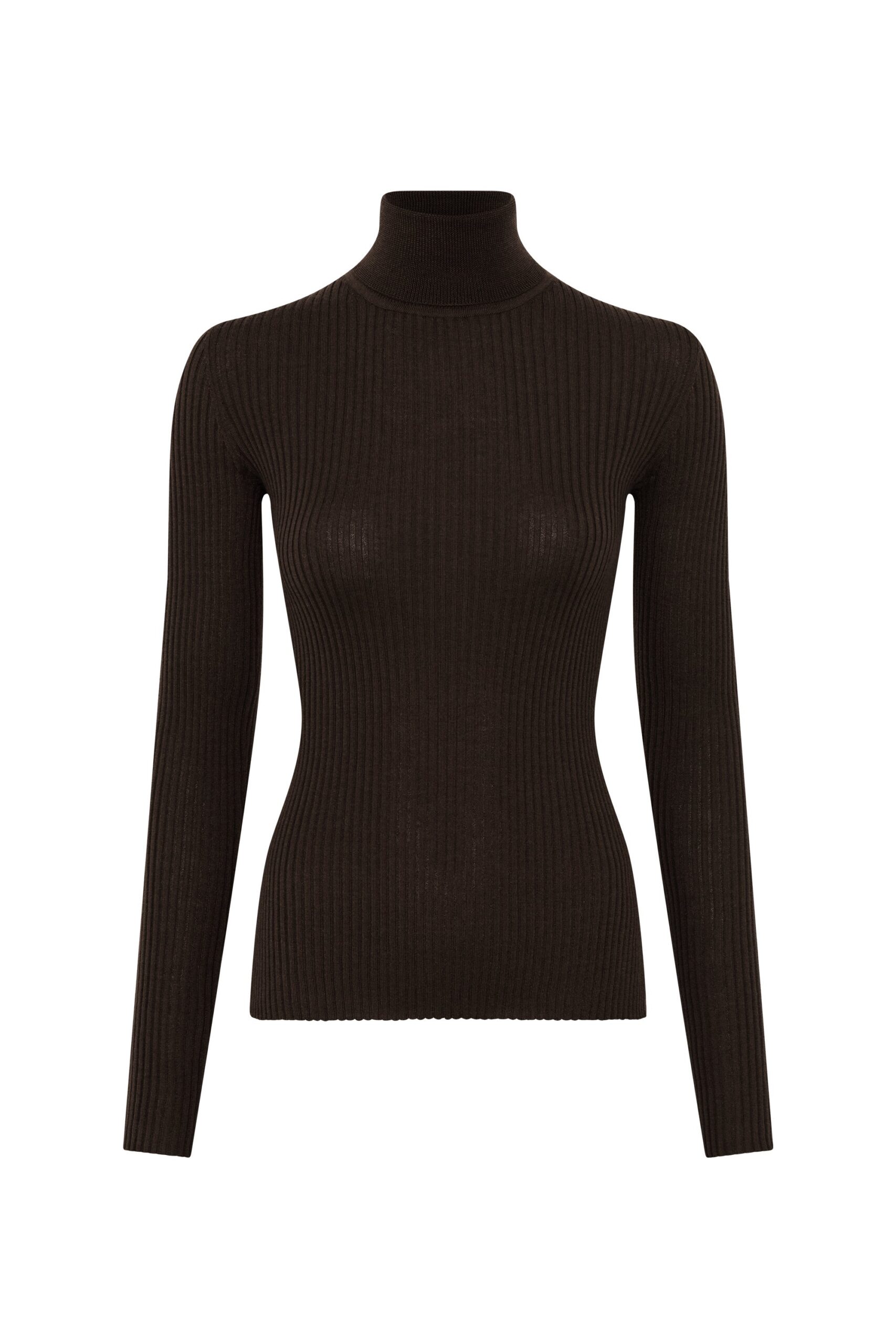 Gabriela Hearst Peppe Knit Turtleneck in Chocolate Cashmere Silk gabriela hearst turtleneck