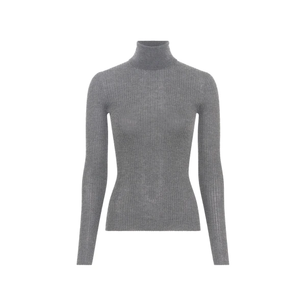 Peppe Knit Turtleneck in Smoke Cashmere Silk