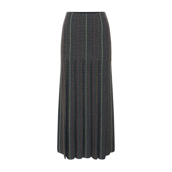 Prism Knit Skirt in Charcoal Multi Cashmere Silk Houndstooth