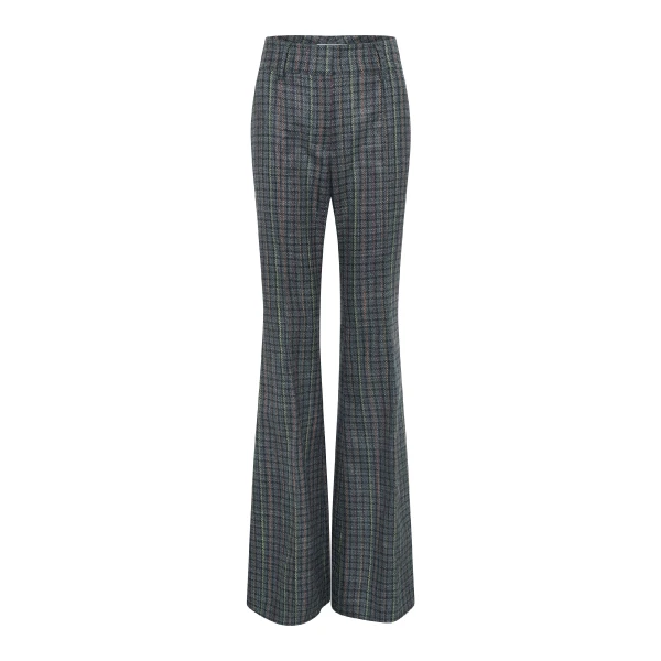 Rhein Pant in Charcoal Multi Wool Silk Houndstooth