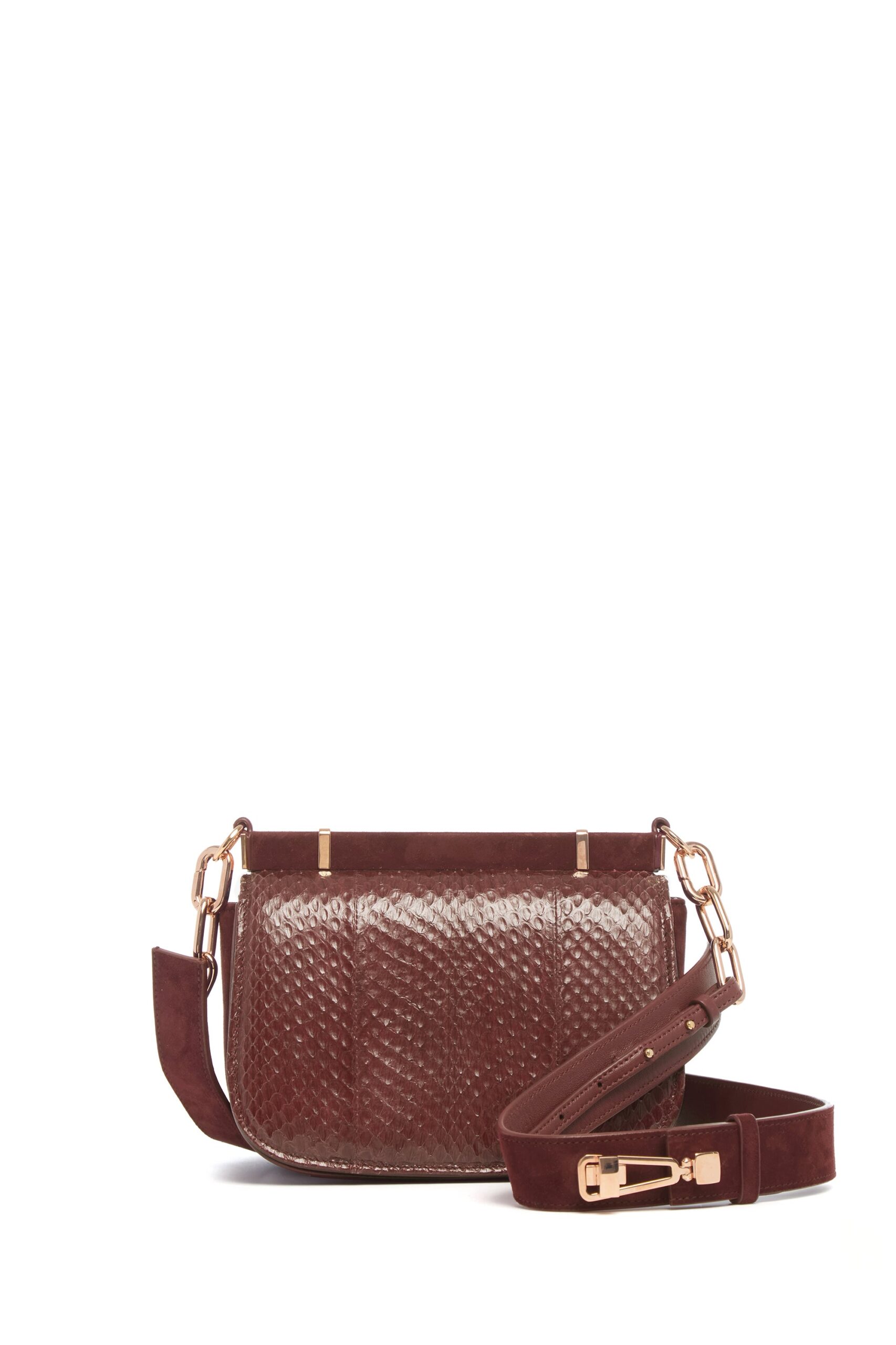 Gabriela Hearst Small Dern Crossbody Bag in Chocolate Snakeskin & Suede gabriela hearst bag