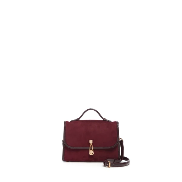 Small Leonora Flap Bag in Bordeaux Suede