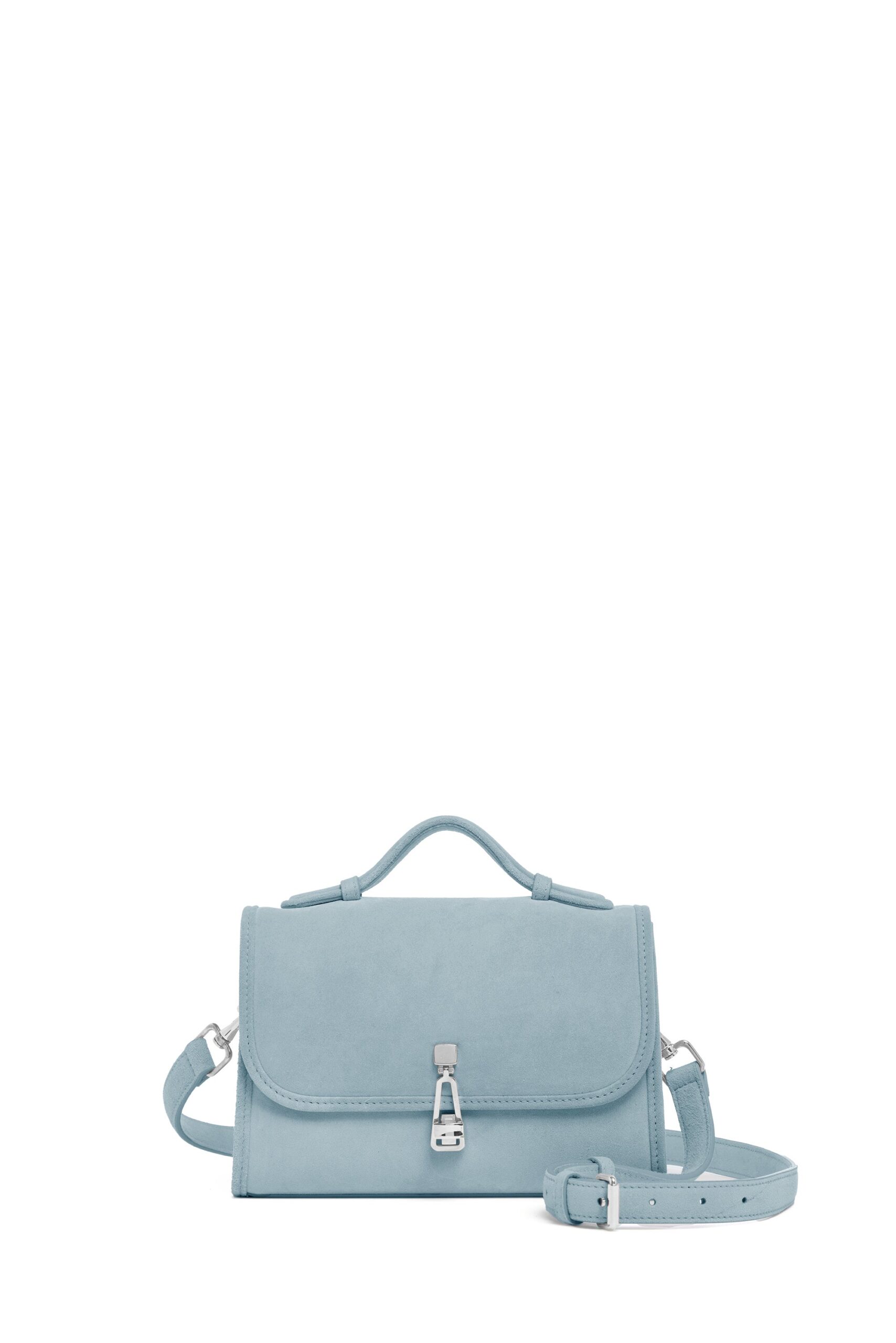 Gabriela Hearst Small Leonora Flap Bag in Light Blue Suede gabriela hearst bag