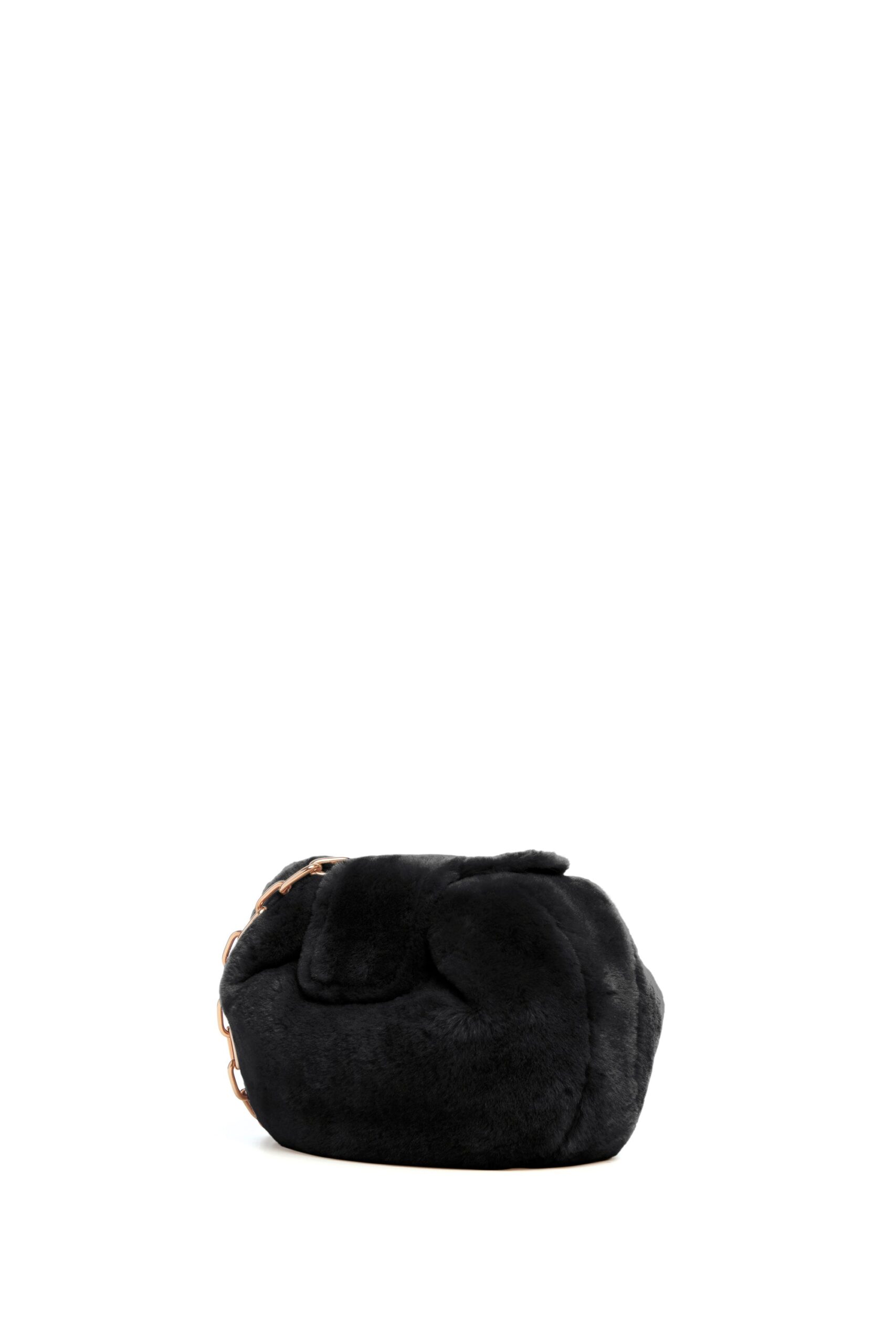 Gabriela Hearst Soft Demi Clutch with Chain in Black Shearling gabriela hearst clutch