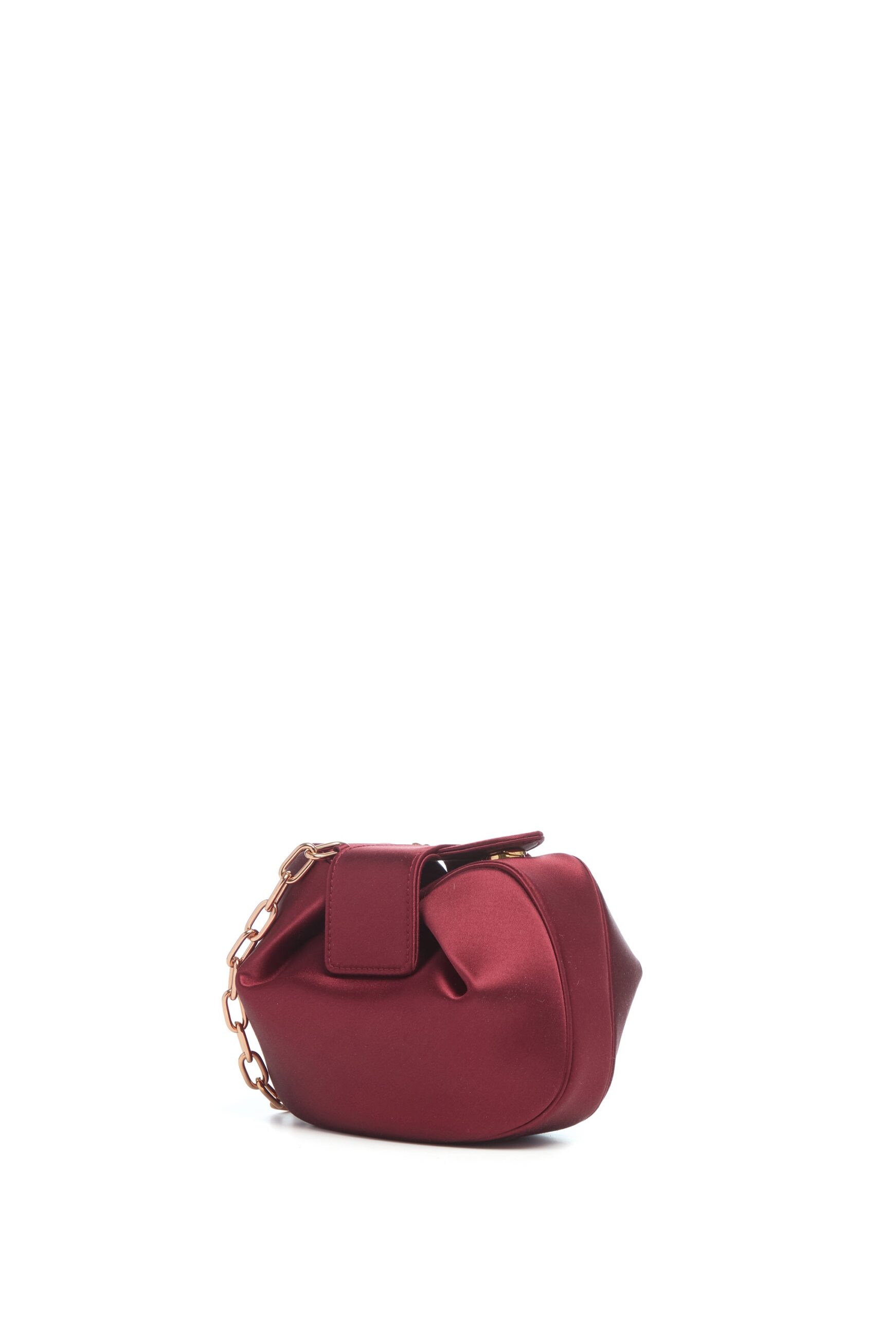 Gabriela Hearst Soft Demi Clutch with Chain in Bordeaux Satin gabriela hearst clutch