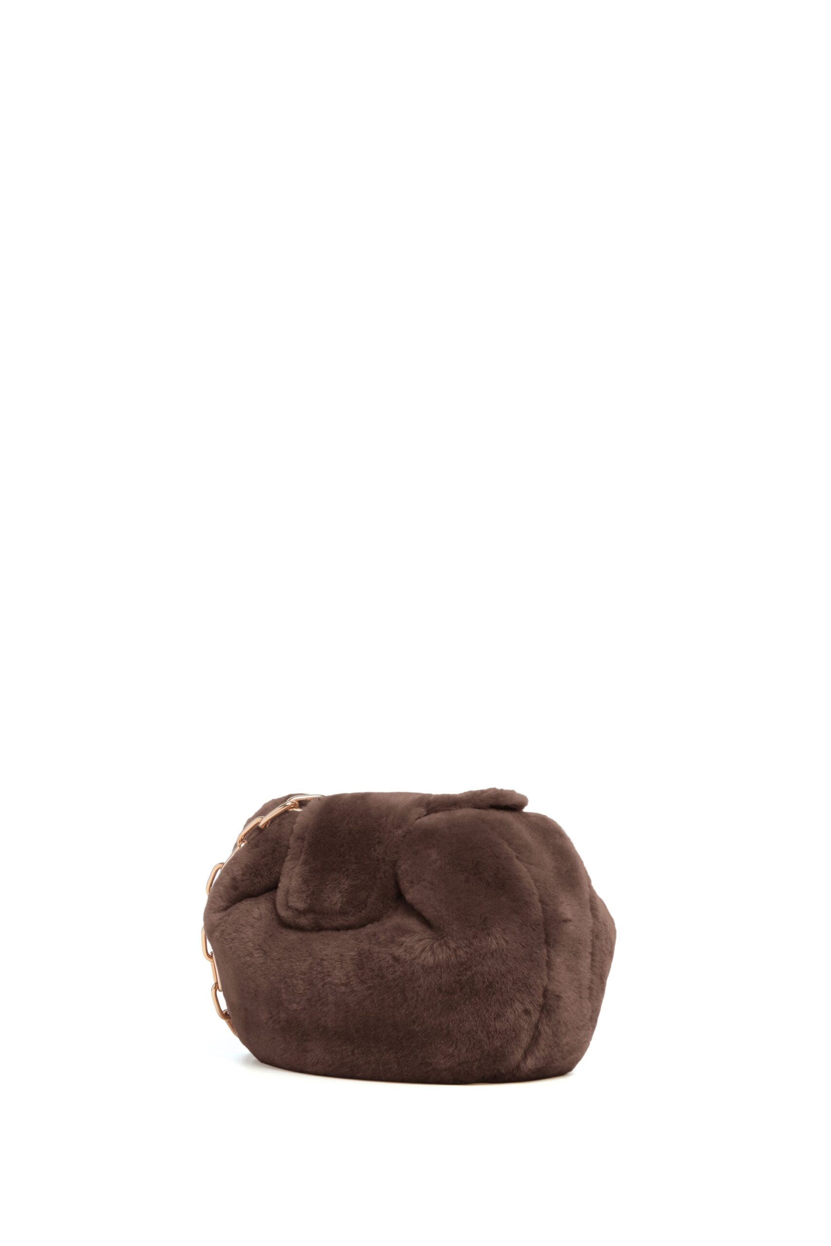 Gabriela Hearst Soft Demi Clutch with Chain in Mocha Shearling gabriela hearst clutch