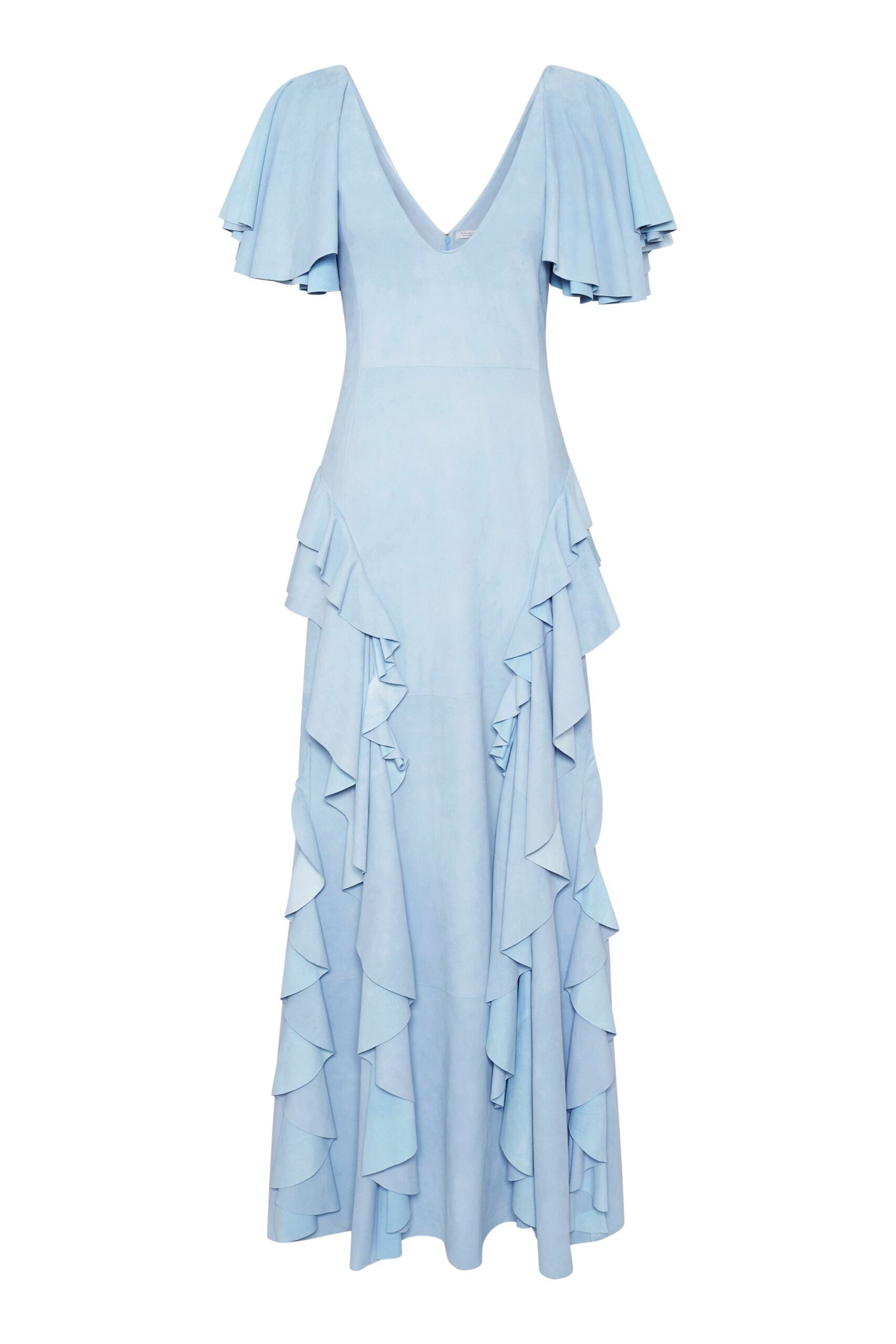 Gabriela Hearst Spiral Ruffles Dress in Light Blue Suede gabriela hearst dress