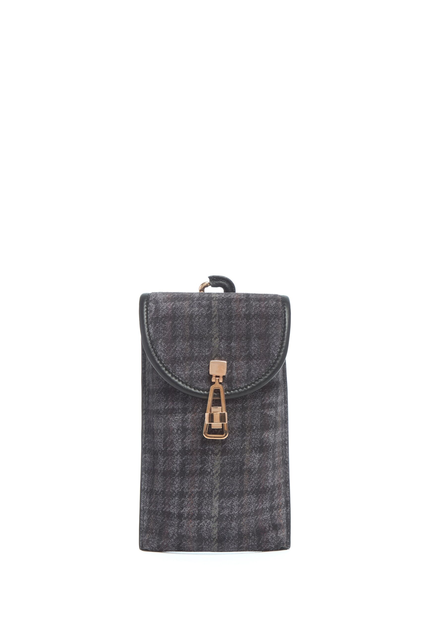 Gabriela Hearst Sunglasses Pouch in Charcoal Multi Suede Houndstooth gabriela hearst pouch