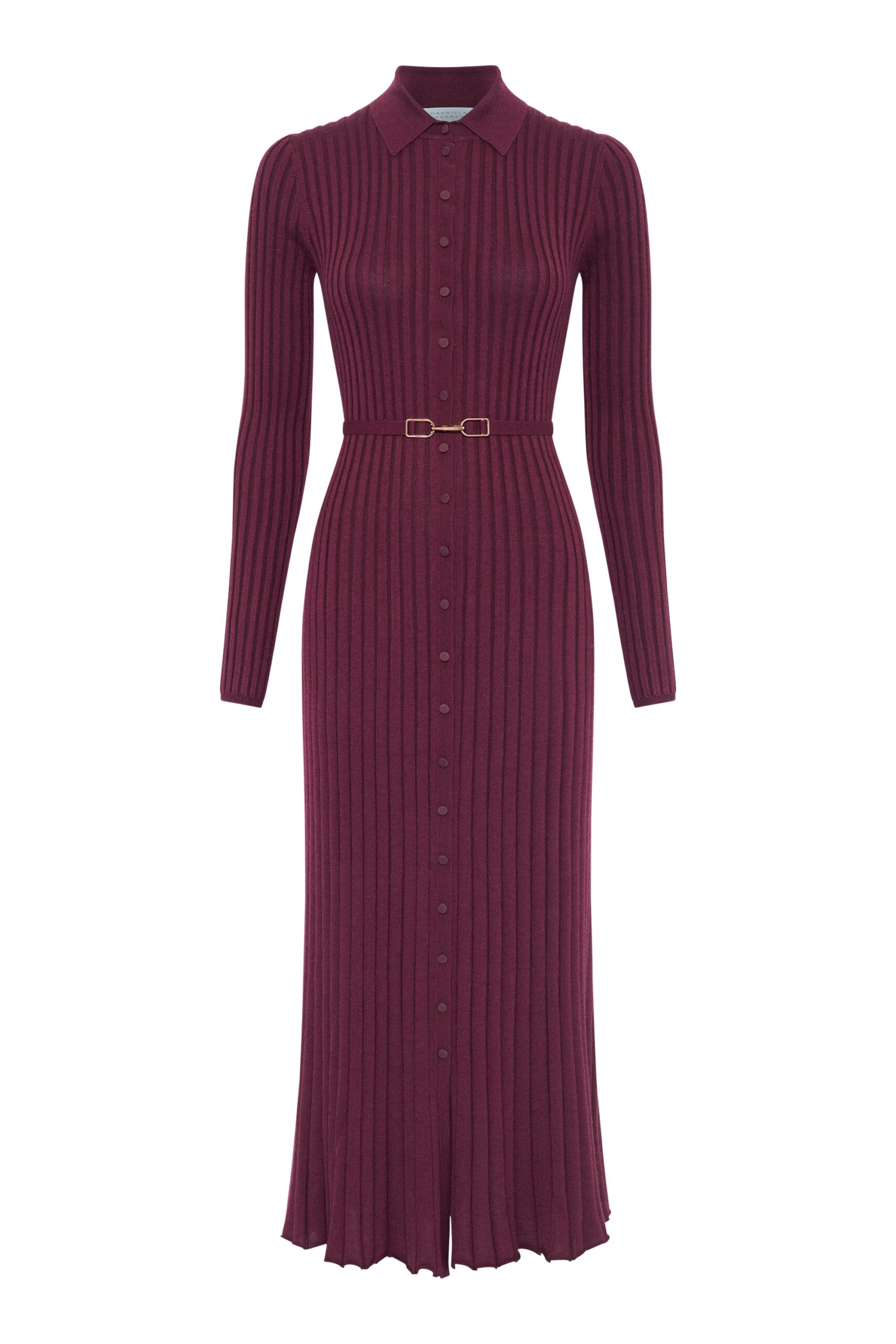 Gabriela Hearst Tenes Knit Shirtdress in Bordeaux Cashmere Silk gabriela hearst dress